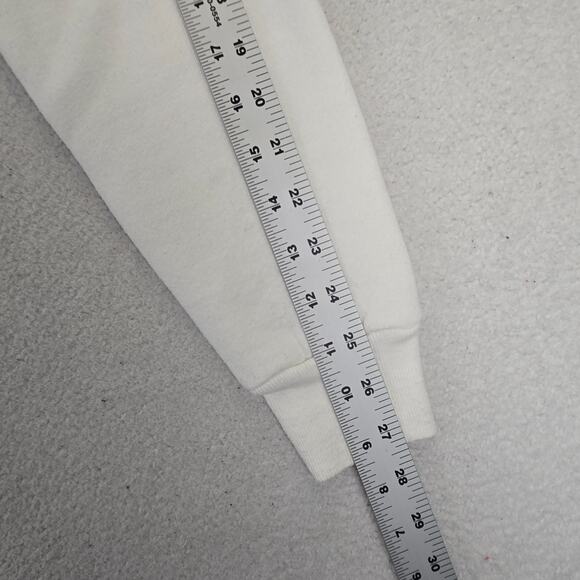 VTG Jerzees By Russell Cardigan Sweater M 1980s White Blue Striped Cotton Blank - Picture 8 of 11